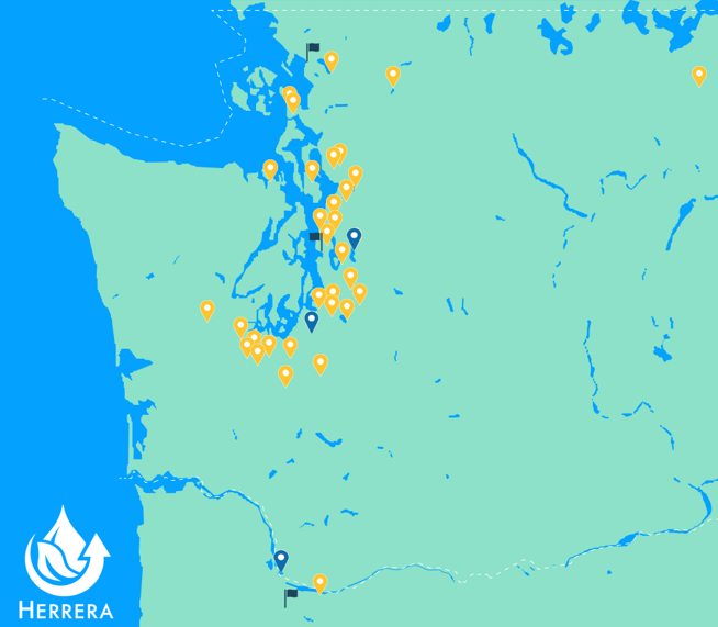 Map of Lakes in WA
